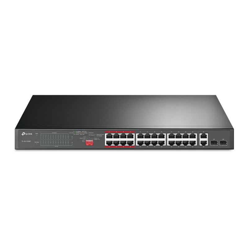 TP-Link TL-SL1226P | 24-Port 10/100 Mbps + 2-Port Gigabit Rackmount Switch with 24-Port PoE+