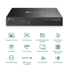 TP-Link VIGI NVR1008H-8MP | 8 Channel PoE Network Video Recorder