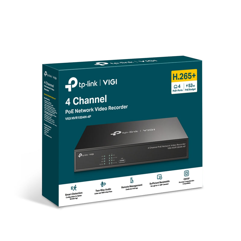 TP-Link VIGI NVR1004H-4P | 4 Channel PoE Network Video Recorder