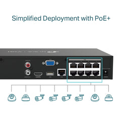 TP-Link VIGI NVR1008H-8MP | 8 Channel PoE Network Video Recorder