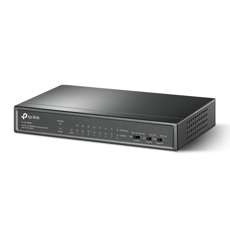 TP-Link TL-SF1009P | 9-Port 10/100 Mbps Desktop Switch with 8-Port PoE+