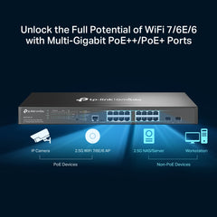 TP-Link SG3218XP-M2 | Omada 16-Port 2.5GBASE-T and 2-Port 10GE SFP+ L2+ Managed Switch with 8-Port PoE+