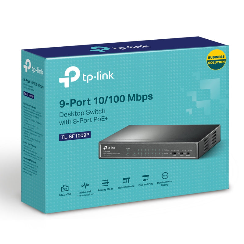 TP-Link TL-SF1009P | 9-Port 10/100 Mbps Desktop Switch with 8-Port PoE+