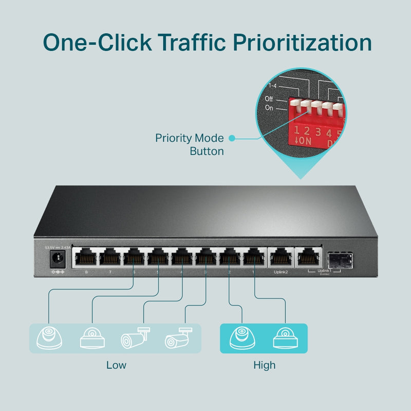 TP-Link TL-SG1210MP | 10-Port Gigabit Desktop Switch with 8-Port PoE+