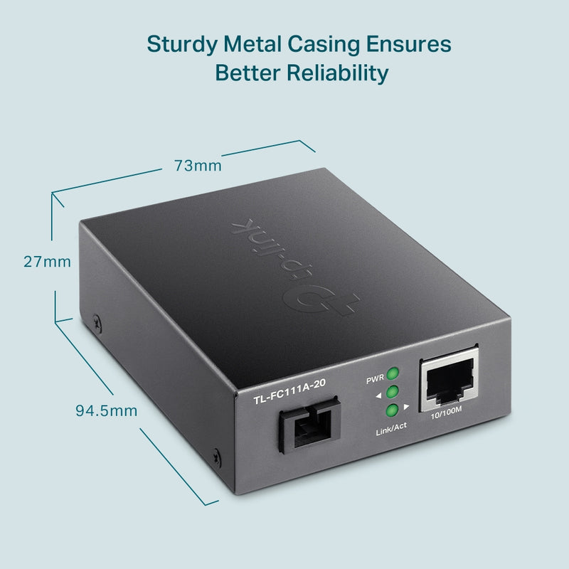 TP-Link TL-FC111A-20 | 10/100 Mbps RJ45 to 100 Mbps Single-mode SC WDM Bi-Directional Fiber Converter