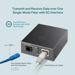 TP-Link TL-FC111A-20 | 10/100 Mbps RJ45 to 100 Mbps Single-mode SC WDM Bi-Directional Fiber Converter