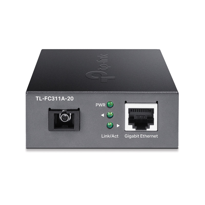 TP-Link TL-FC311A-20 | 10/100/1000 Mbps RJ45 to 1000 Mbps Single-mode SC WDM Bi-Directional Fiber Converter