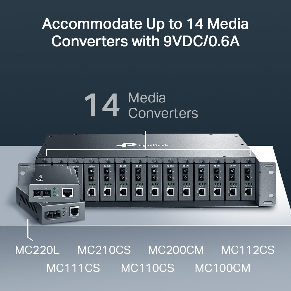 Mc Rack TP-Link TL-MC1400 | 14-slot unmanaged media converter chassis | weive.sg