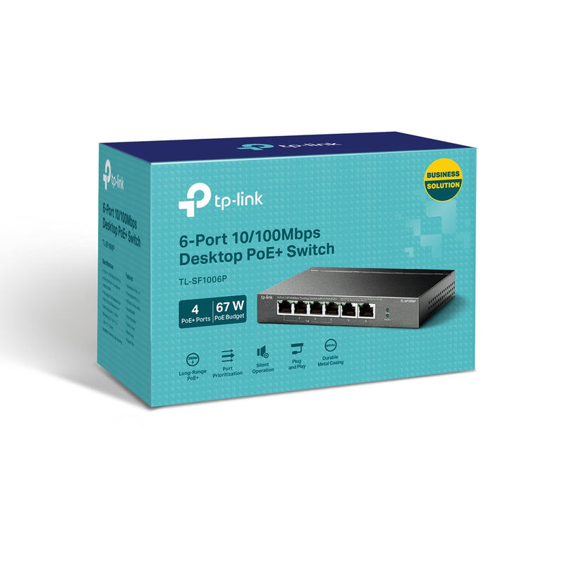 TP-Link TL-SF1006P | 6-Port 10/100 Mbps Desktop Switch with 4-Port PoE+