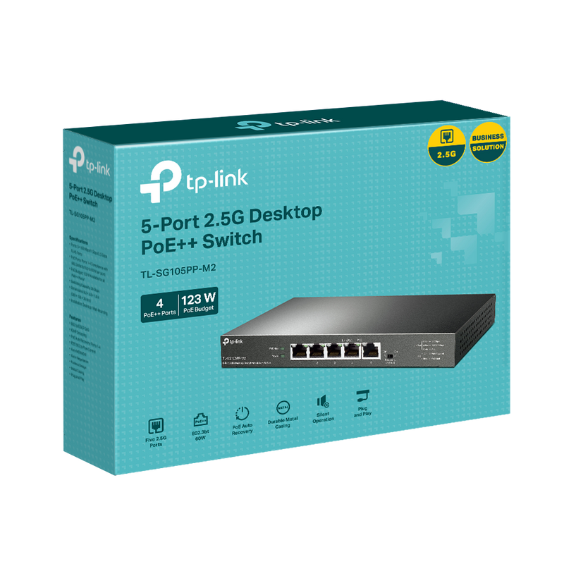 TP-Link TL-SG105PP-M2 | 5-Port 2.5G Desktop Switch with 4-Port PoE++