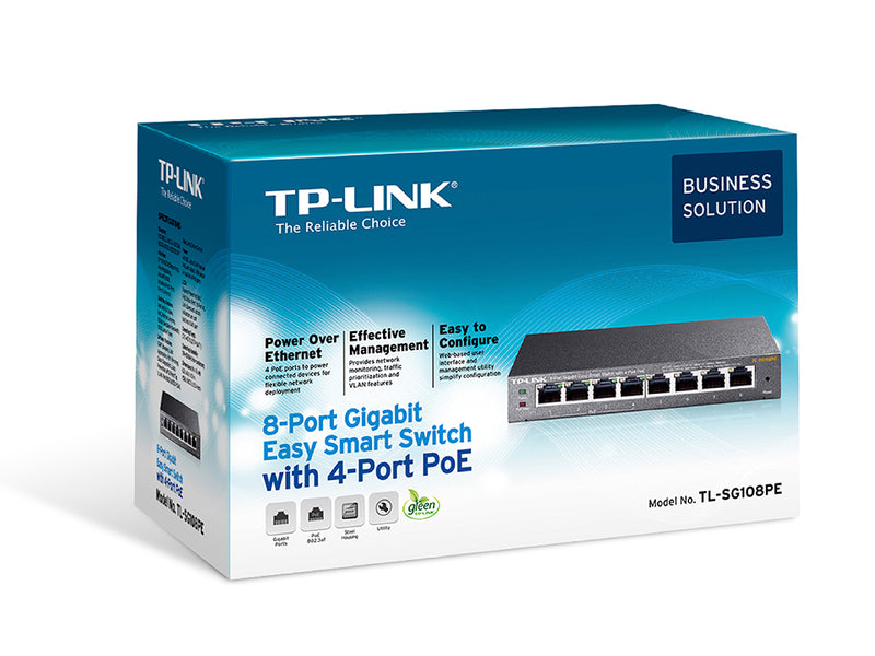 TP-Link TL-SG108PE | 8-Port Gigabit Easy Smart Switch with 4-Port PoE+