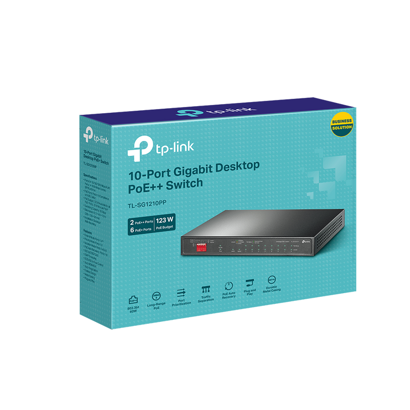 TP-Link TL-SG1210PP | 10-Port Gigabit Desktop Switch with 6-Port PoE+ and 2-Port PoE++