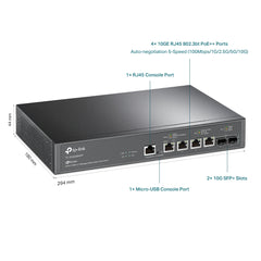 TP-Link TL-SX3206HPP | JetStream™ 4-Port 10GBase-T and 2-Port 10GE SFP+ L2+ Managed Switch with 4-Port PoE++